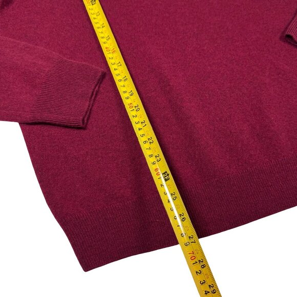 Daniel Hechter Mans 100% Cashmere Sweater SZ L Mock Neck Burgundy Academia - Picture 9 of 11